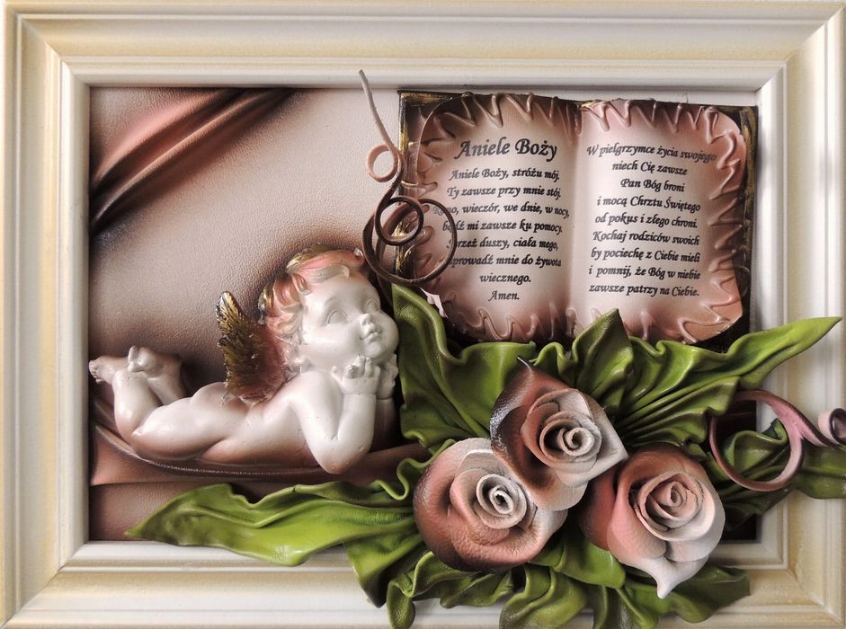 Obraz z dedykacją na komunię chrzest PREZENT pamiątka