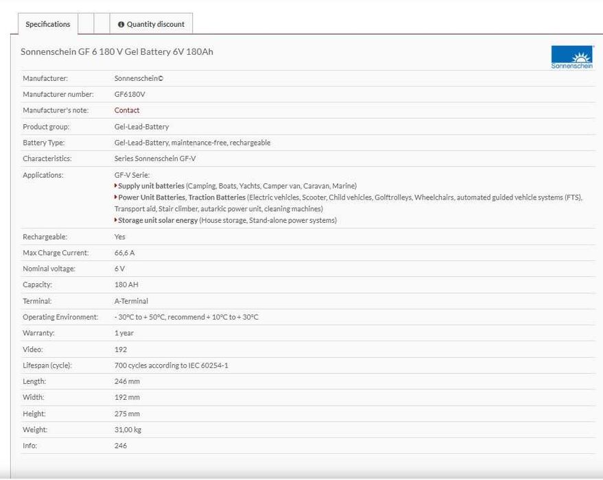 Аккумулятори 6 вольт 180 А.г 4 шт