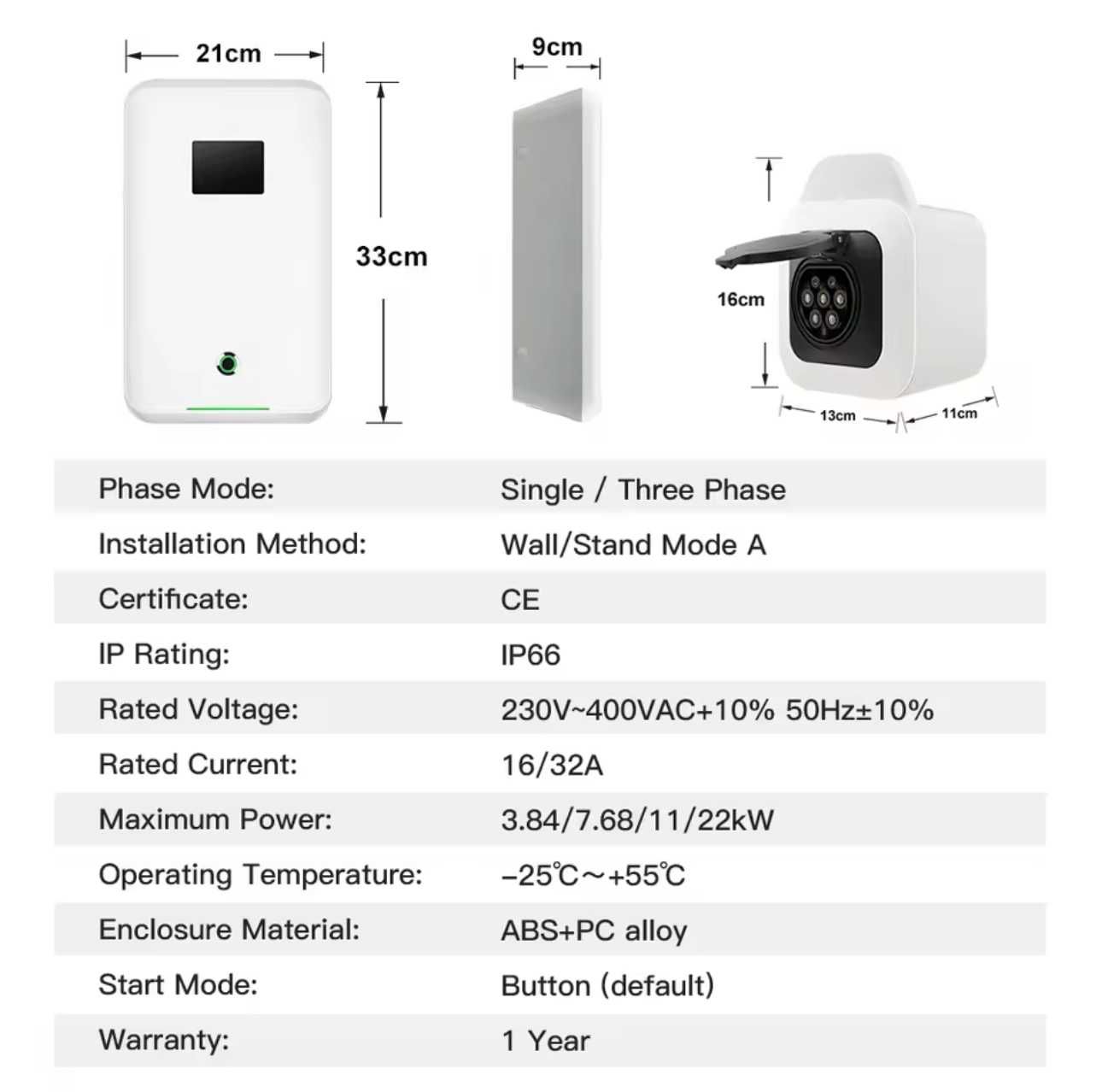 Wallbox Carregador - 22kw - 32A - Trifasica - C/ TOMADA