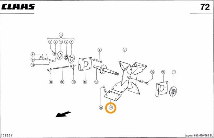 Łopatka łopatki Wyrzutowa Wentylatora CLAAS JAGUAR serii 600