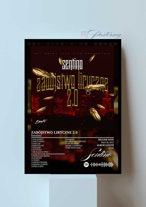 Sentino Zabójstwo Liryczne 2.0 plakat w ramce a3 album cd