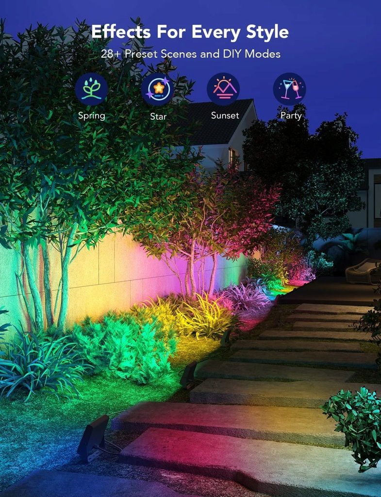 Oświetlacz ogrodowy RGBICWW firmy GOVEE, model: Flood lights H7060