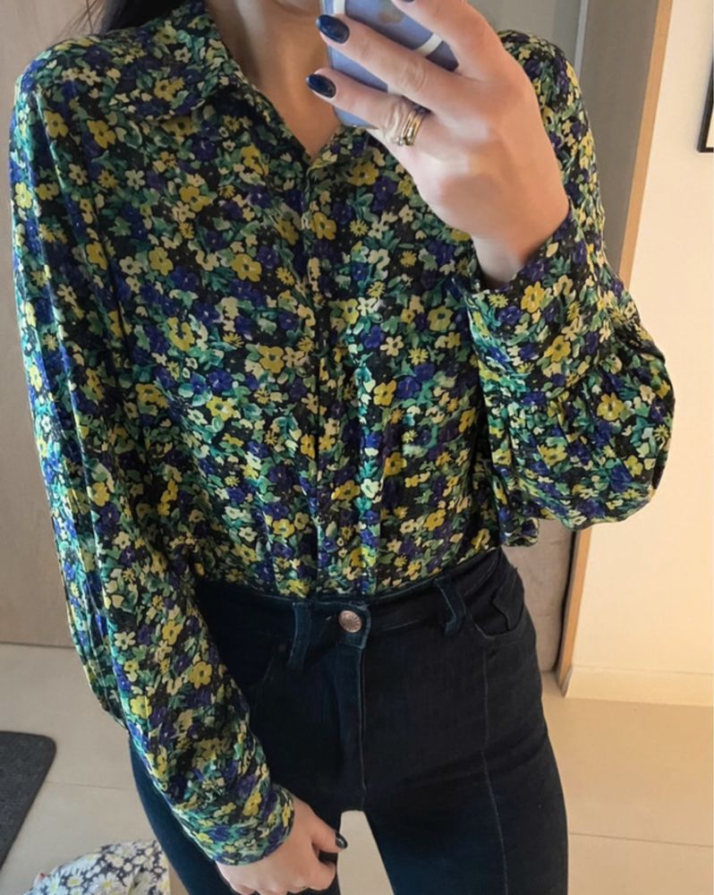 Zara koszula bluzka kwiaty xs wiosna modna 34