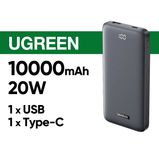 Повербанк UGREEN 10000mAh PB200 20W з індикатором заряду power bank