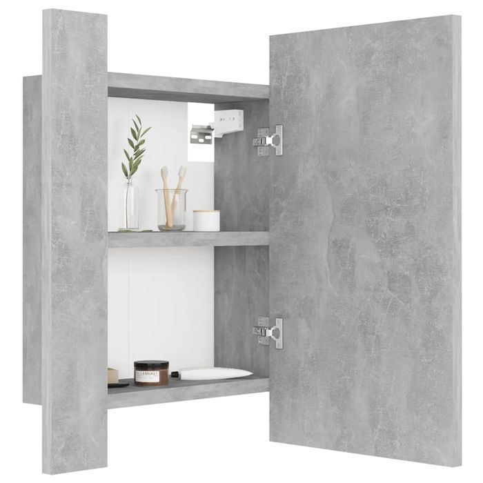 Vidaxl Szafka Łazienkowa Z Lustrem I Led, Szarość Betonu, 40X12X45 Cm