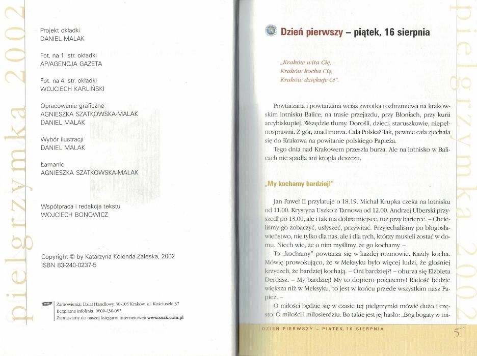 Pielgrzymka 2002 Katarzyna Kolenda - Zalewska