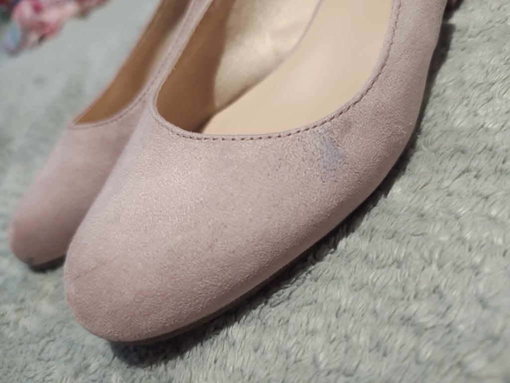 Buty na obcasie baby pink pudrowy róż 38 24cm