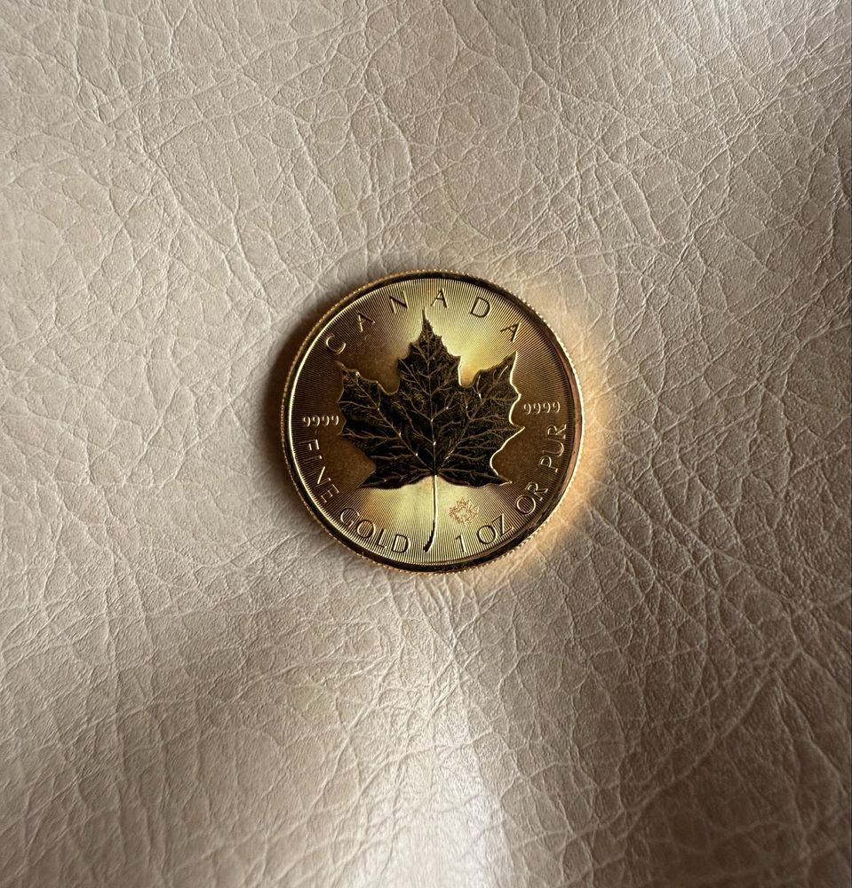 Moeda de ouro 1 onça (OZ) Canadá Maple Leaf (31,10gr ouro fino)