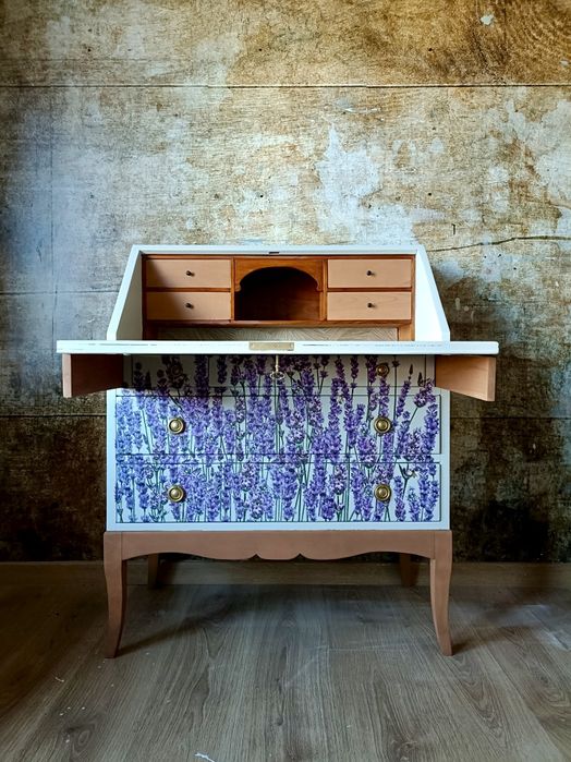 Wyjątkowy drewniany sekretarzyk w stylu francuskim biurko komoda