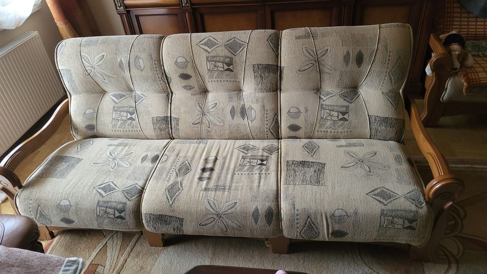 Wersalka + dwa fotele drewniane solidne meble