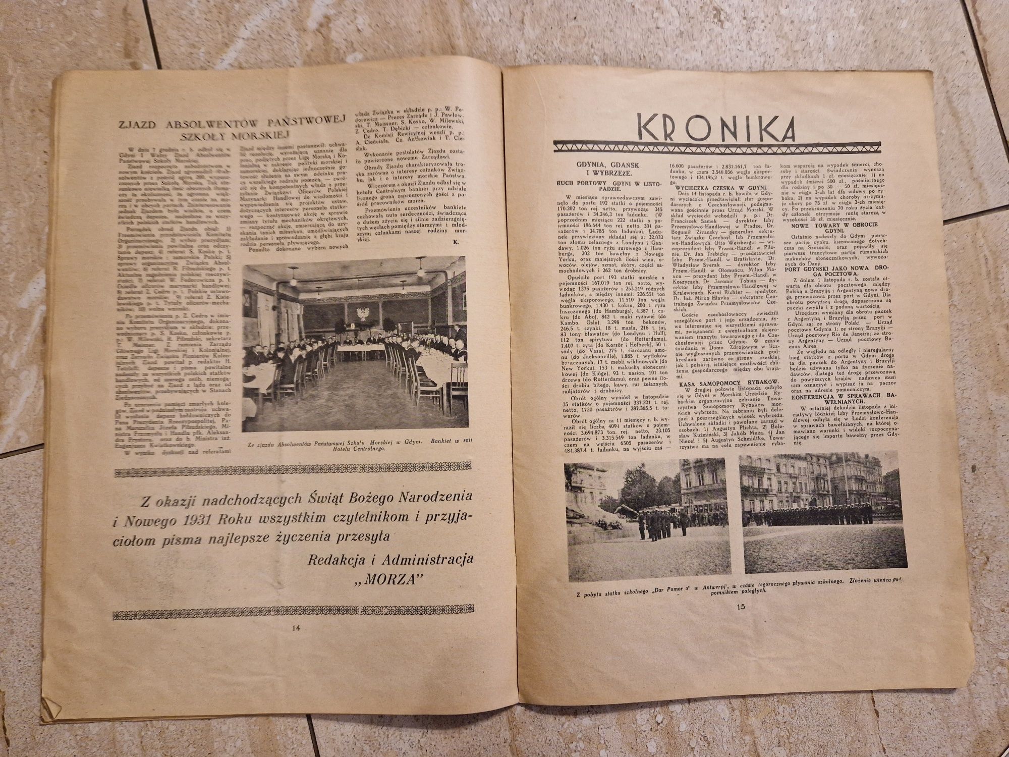 Czasopismo Morze rok 1930 Grudzień