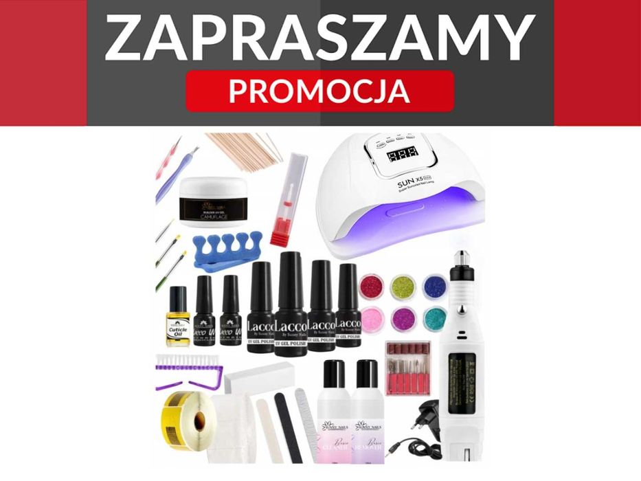 Promocja! Zestaw do manicure hybrydowego lampa frezarka akcesoria
