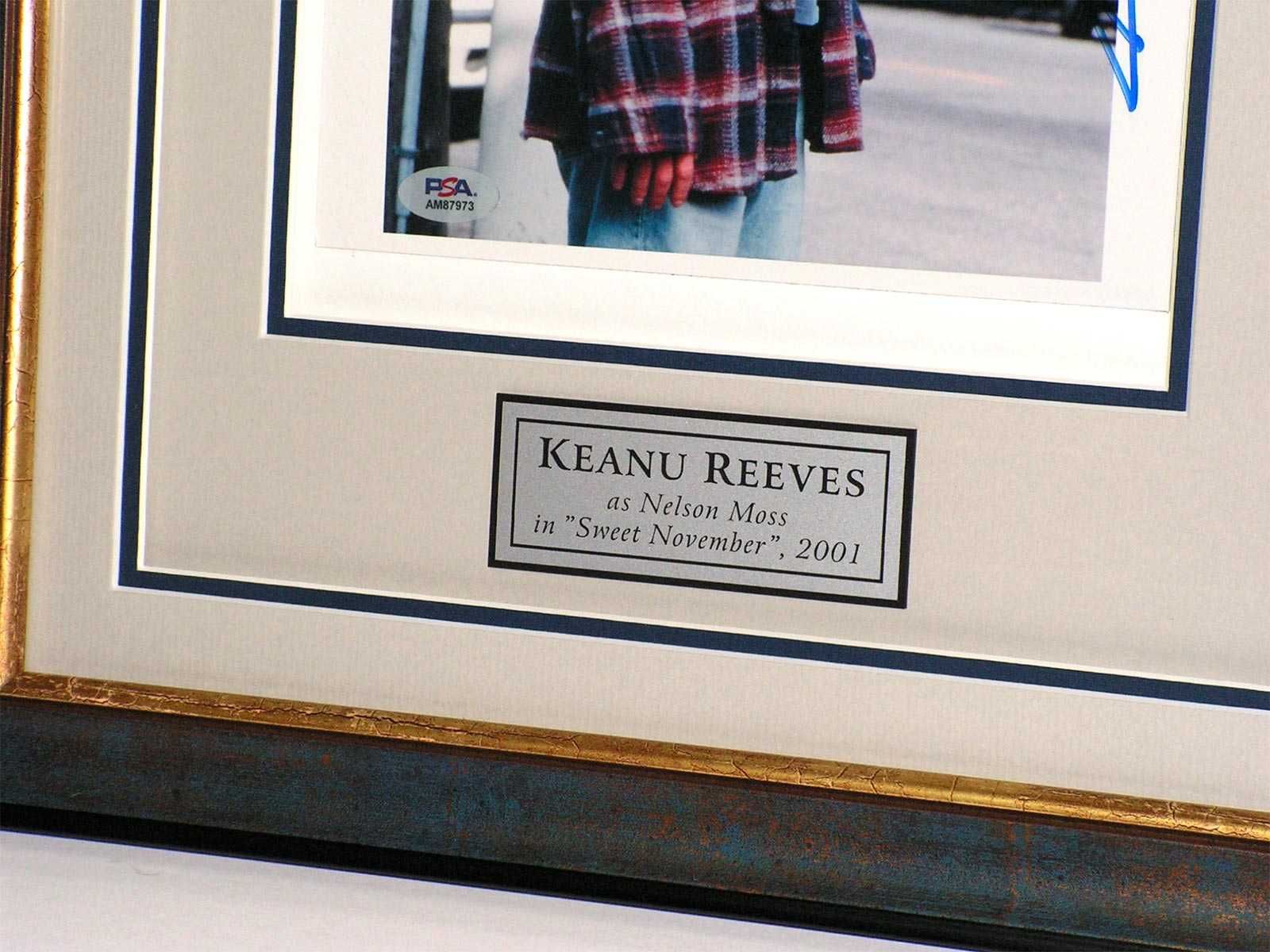 Keanu Reeves Autograf w pięknej oprawie ! Certyfikat autetyczności PSA
