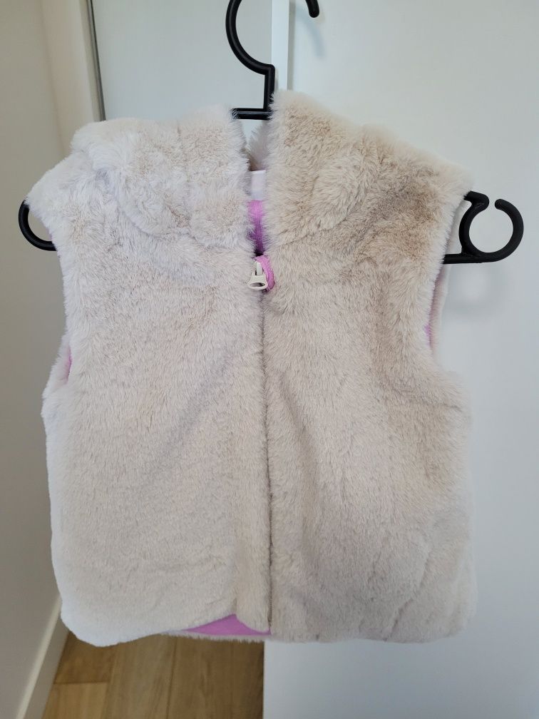 Woolworth Infinity Kids Beżowa Futerkowa Kamizelka z Kapturem r. 98