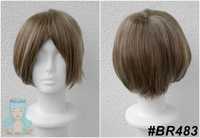 Promocja! Brązowa krótka peruka z blond pasemkami baleyage cosplay wig