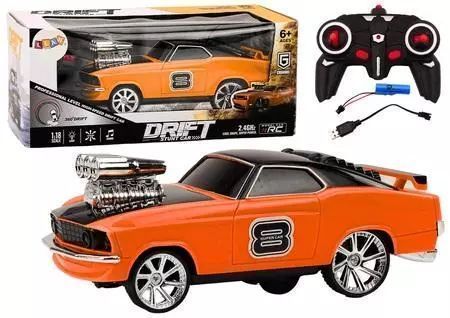 Auto R/C 1:18 Drift 360 światło dźwięk pomarańcz.. Leantoys