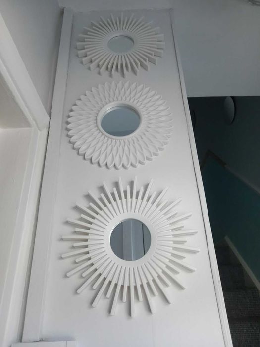 Dekoracja zestaw 3 luster w ramkach do domu na ścianę