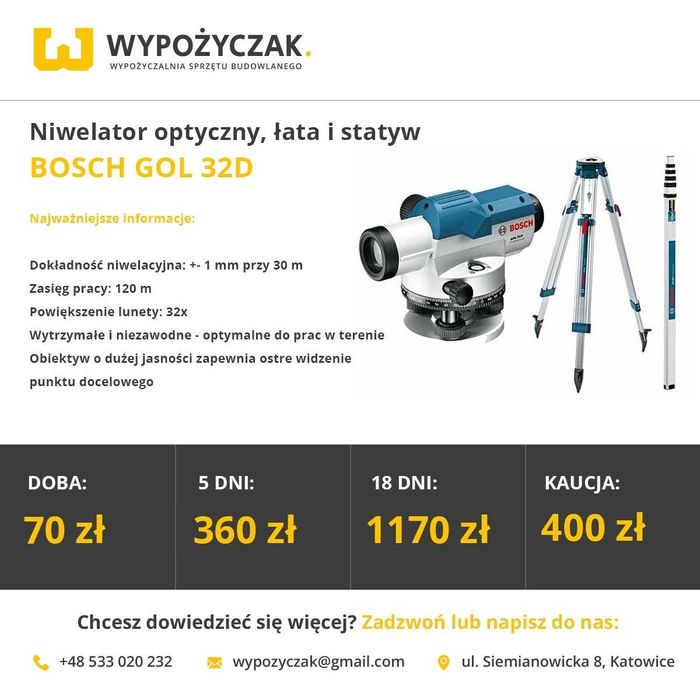Kamera termowizyjna inspekcyjna niwelator laserowy optyczny - WYNAJEM
