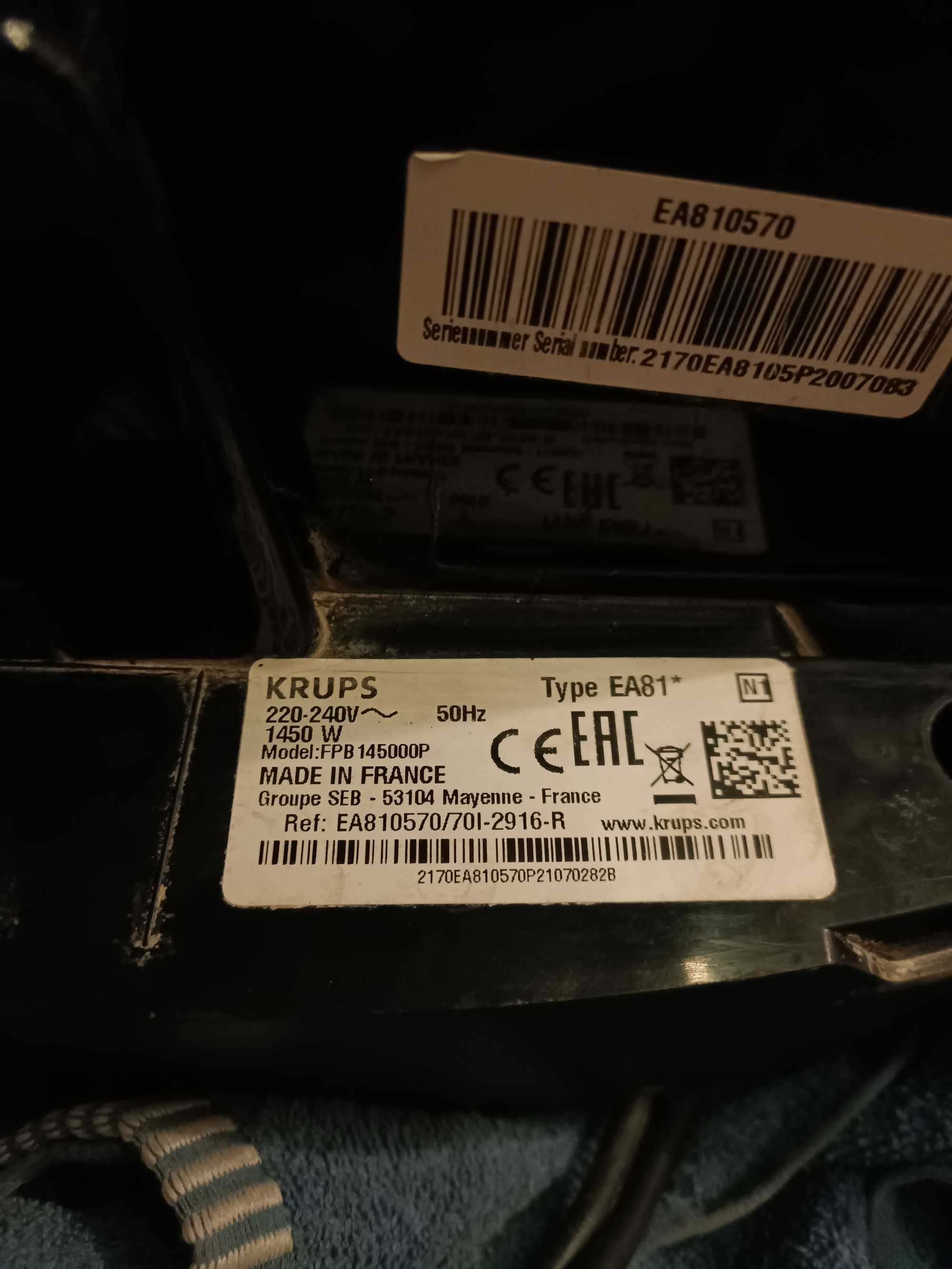 Ekspres KRUPS EA81* ciśnieniowy do kawy ziarnistej automatyczny błąd 5