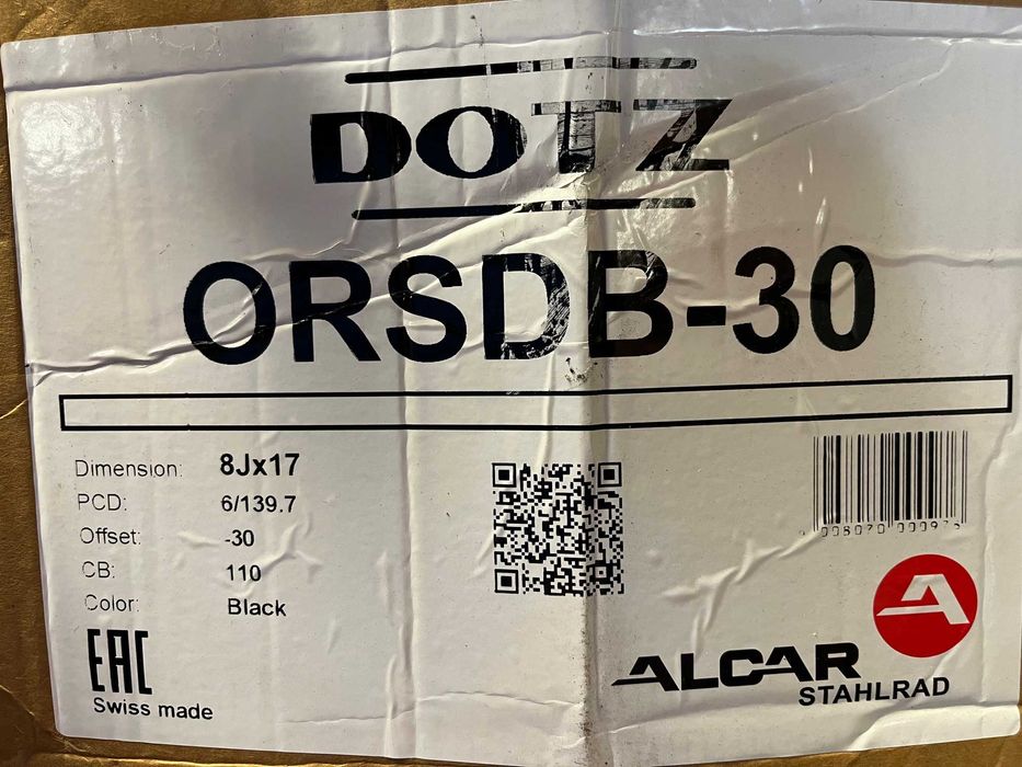 4x felga stalowa DOTZ 4X4 extreme dark 17x8 roz. 6x139,7 ET -30 TOYOTA