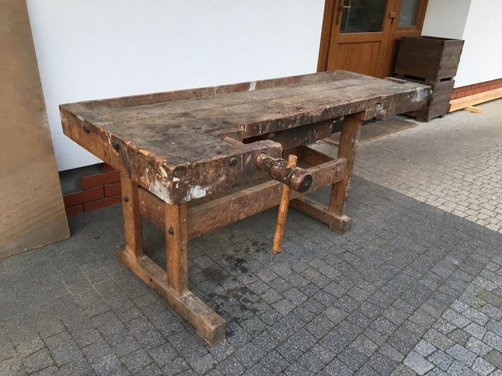 Strugnica stary stół stolarski warsztatowy