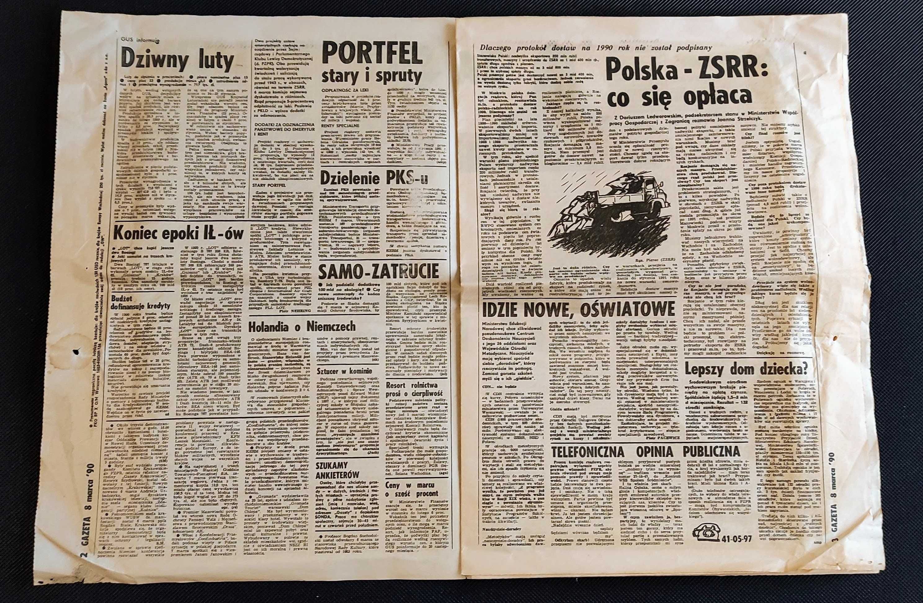 Kolekcja - Stara ''GAZETA WYBORCZA'' Nr.57 (224) Czwartek 8 Marca 1990