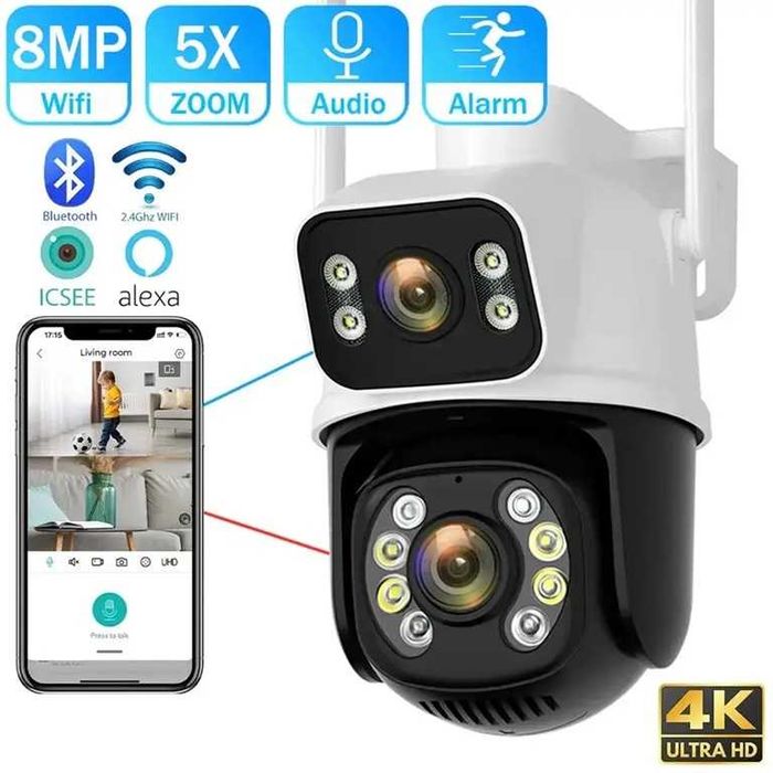 Вулична IP WiFi камера відеоспостер. Besder A8B 2 об'єктиви, 8МП ICSee