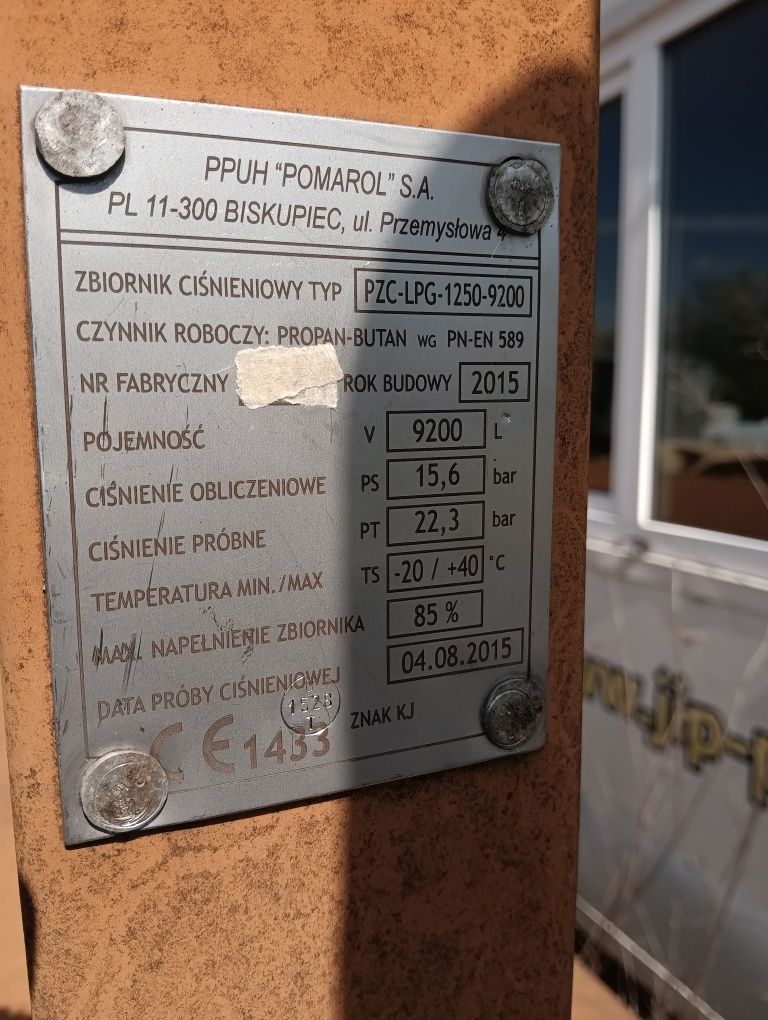 Zbiornik podziemny do  gazu propan butan poj: 9200l