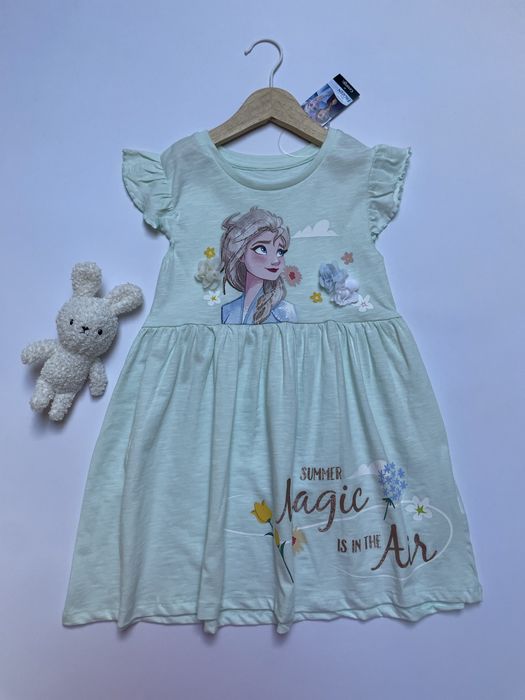 116 122 George Elsa Disney Frozen bawełniana sukienka princess miętowa