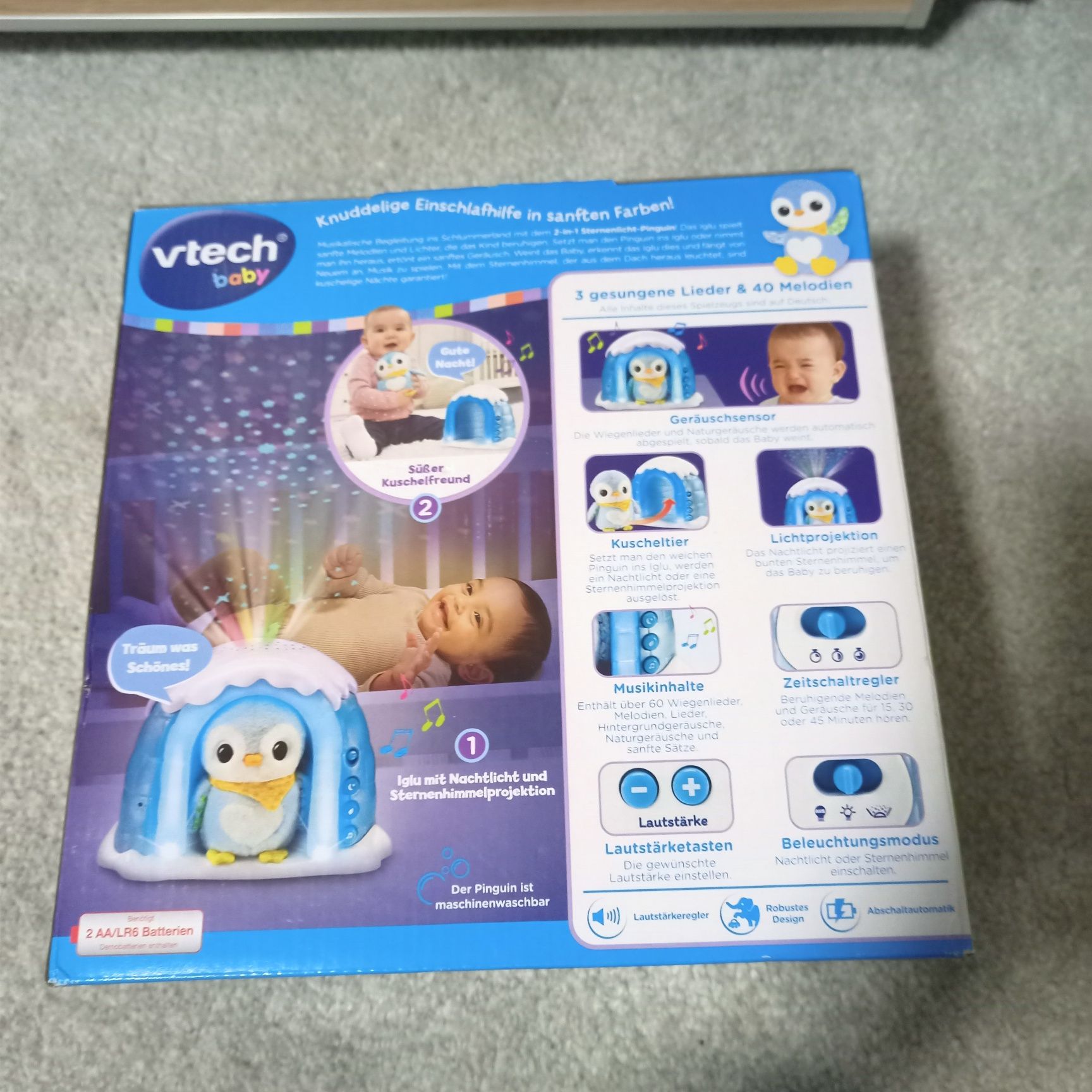 Vtech - 2 w 1 Gwiezdny pingwin z szumem i projektorem