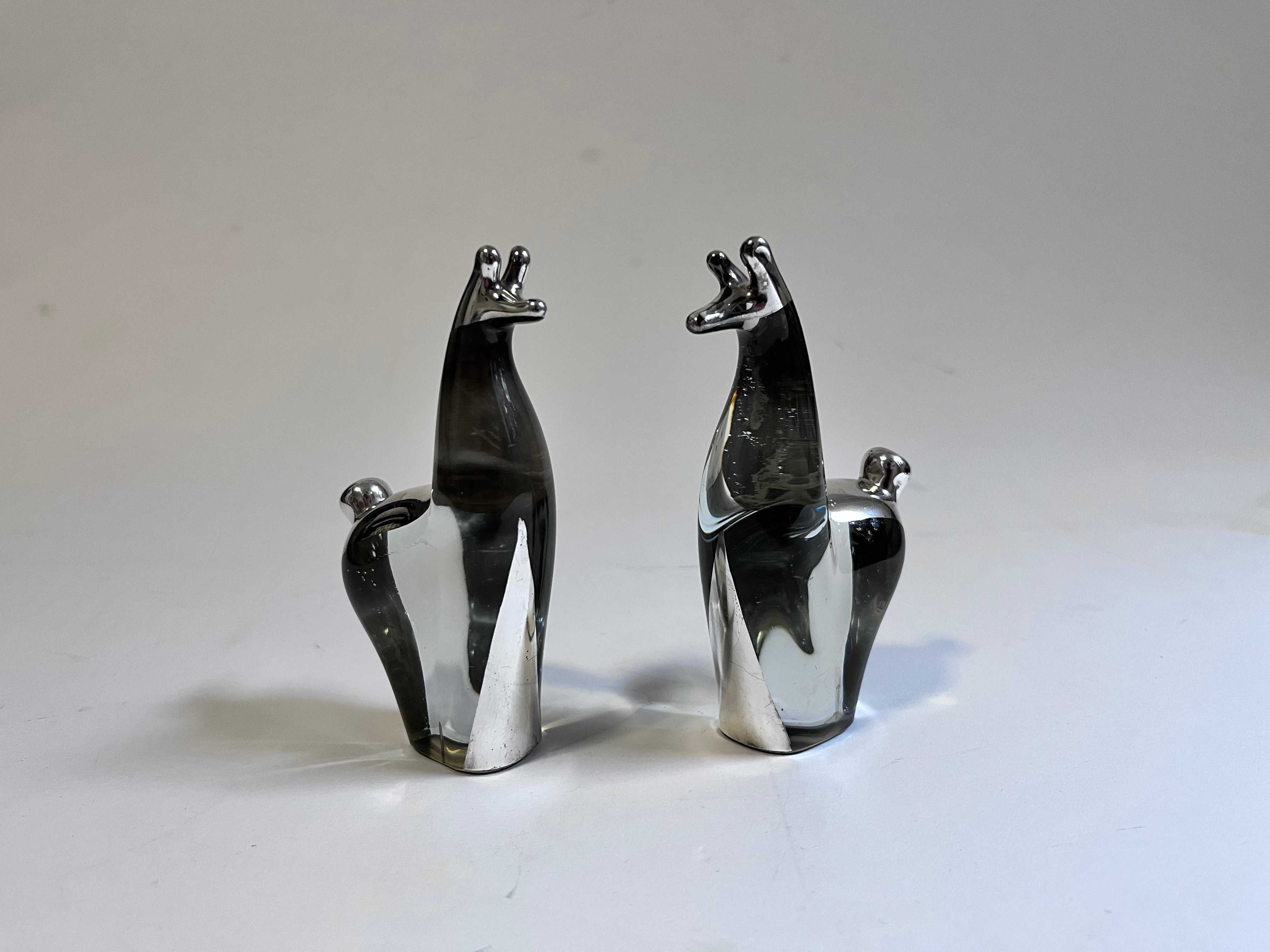 2x figurka szklana Lama- para zdobienie srebro Peru Ameryka Płd.