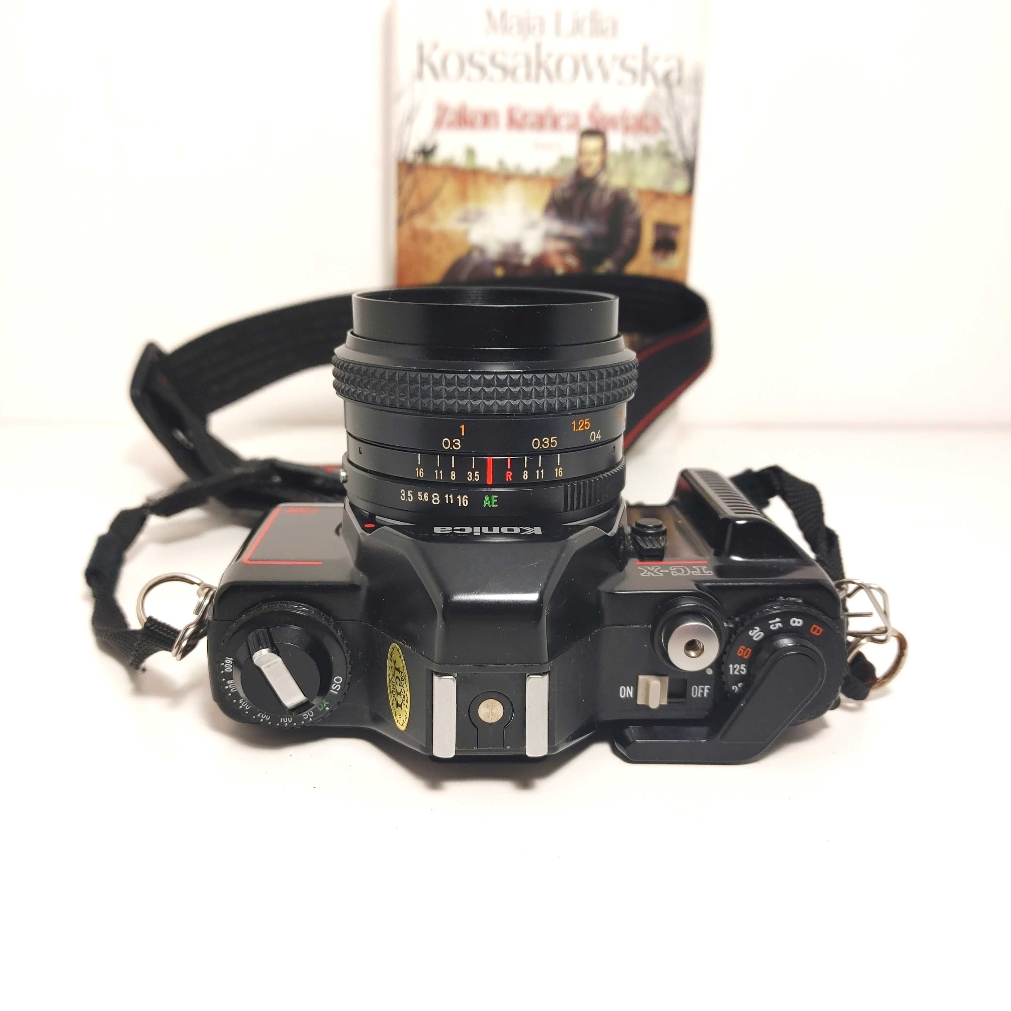 Ostatnia Lustrzanka analog KONICA Czarna KONICA TC X lens Hexar 28mm