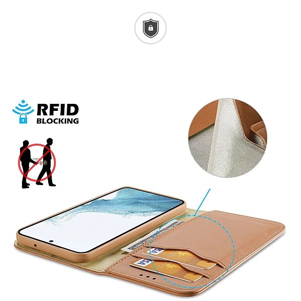 Etui Dux Ducis Hivo blokada Rfid do Samsung Galaxy S23+ brązowe