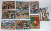 9 postais antigos em cortiça