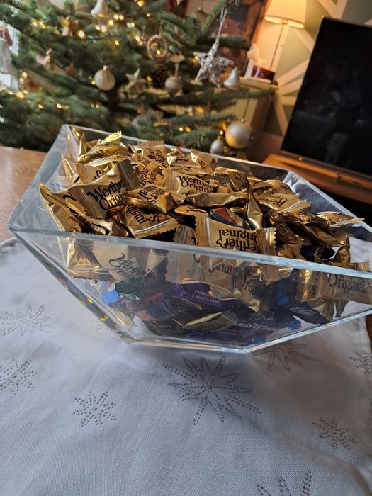 Misa miska szkło bardzo duża solidna na przekąski orzeszki zestaw