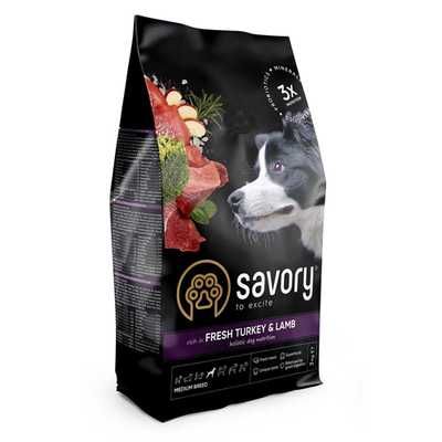 Корм для собак Savory Medium Breed Fresh Turkey & Lamb, 12 кг