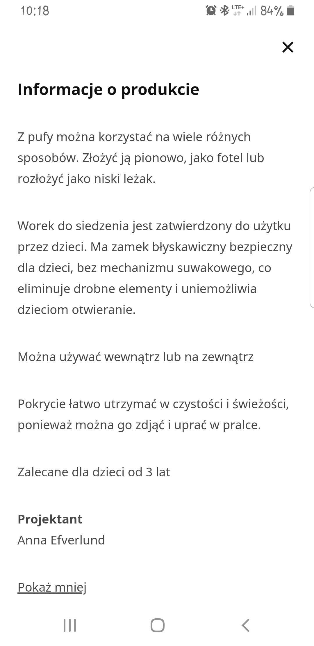 Pufa miękka czarna Ikea.