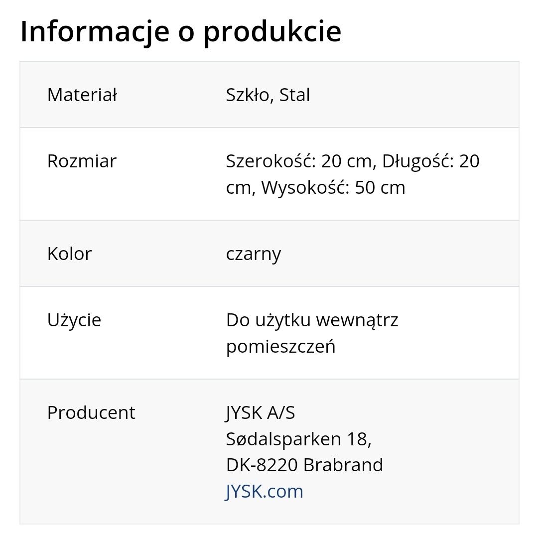 Latarnia Lampion Villads Jysk czarny duży 20x20x50 nowy