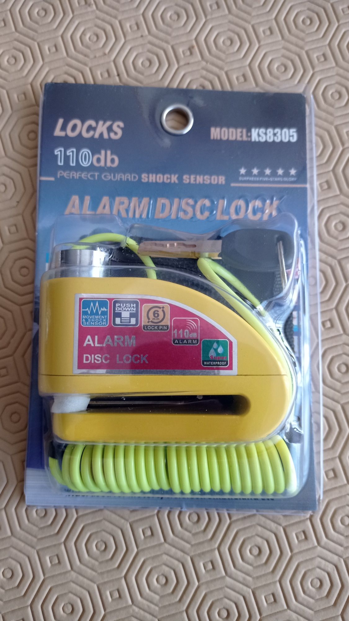 Cadeado com alarme para moto com fita de segurança
