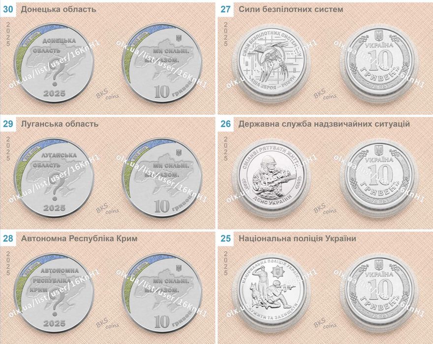 НБУ ювілейні монети 10 гривень — вся серія ЗСУ та "Ми сильні Ми разом"