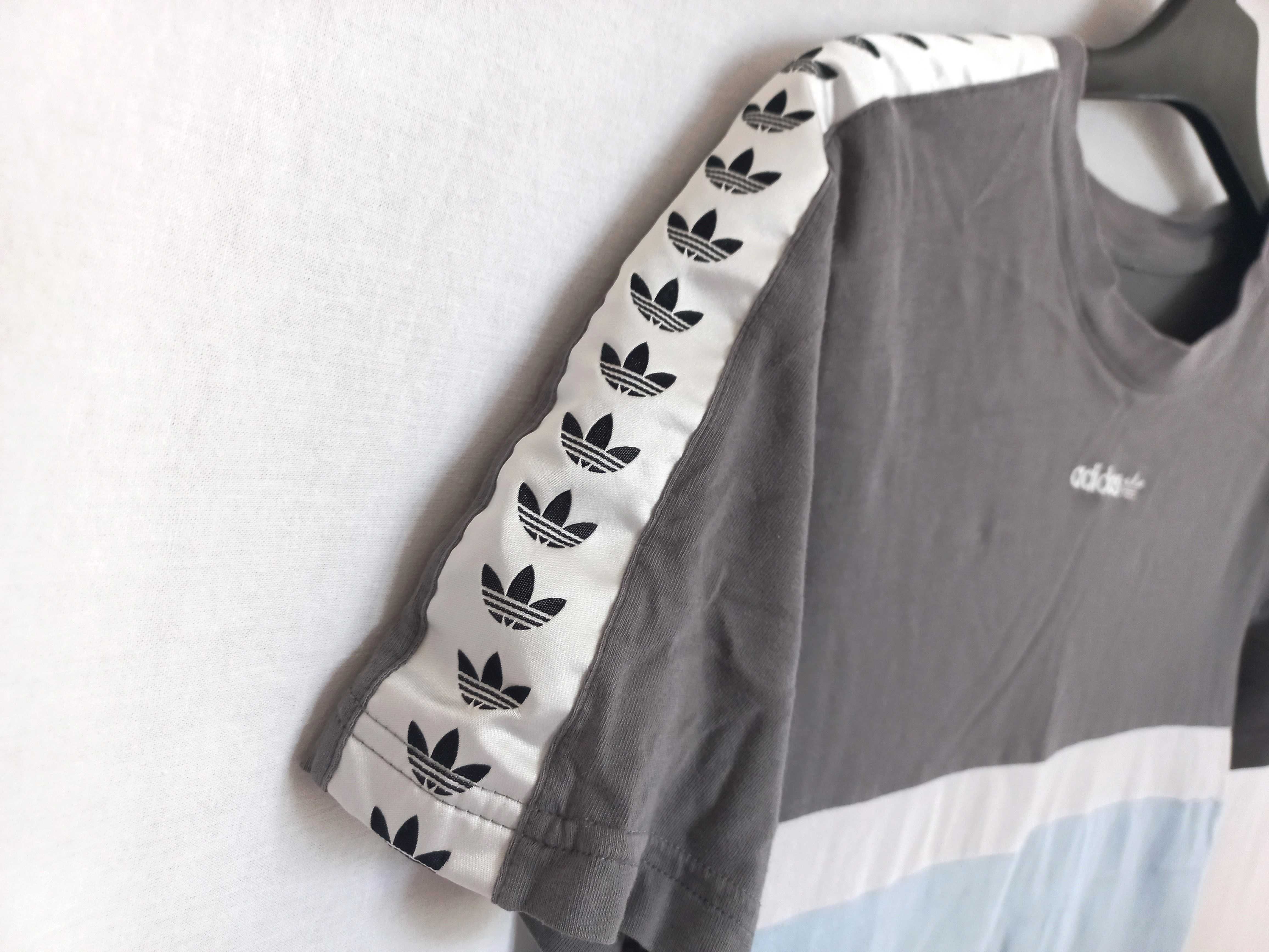 t-shirt Adidas paski r. S/M bawełna Unisex stan bdb-