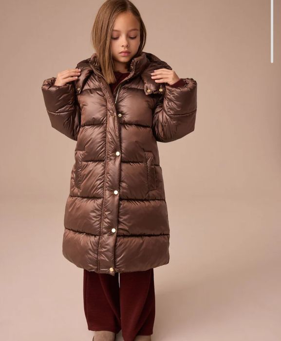 Зимова подовжена куртка пальто пуховик Next 134,140,146,152