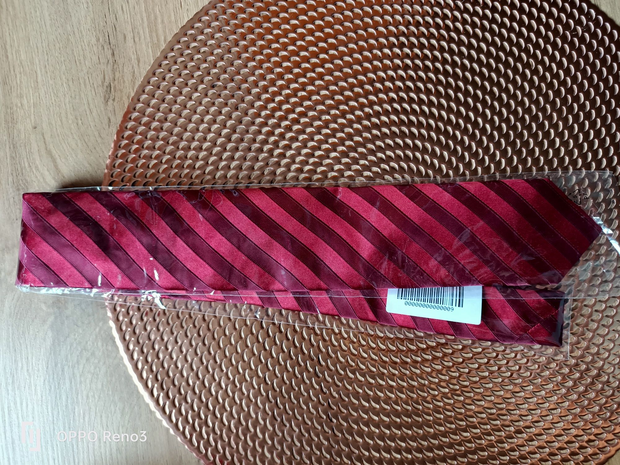 Elegancki nowy czerwony krawat męski w paski