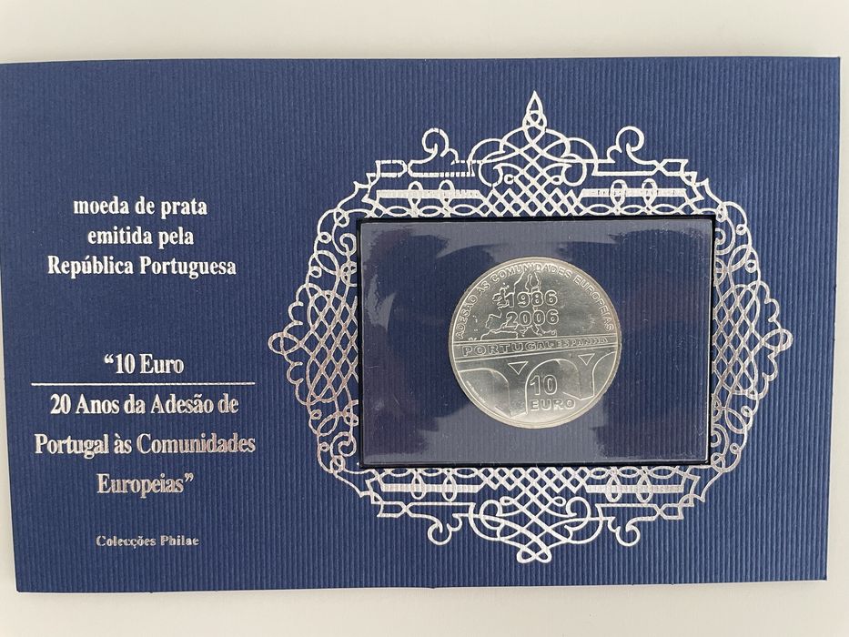 Moeda 10 euros 20 anos de adesão Portugal às CEs - Prata