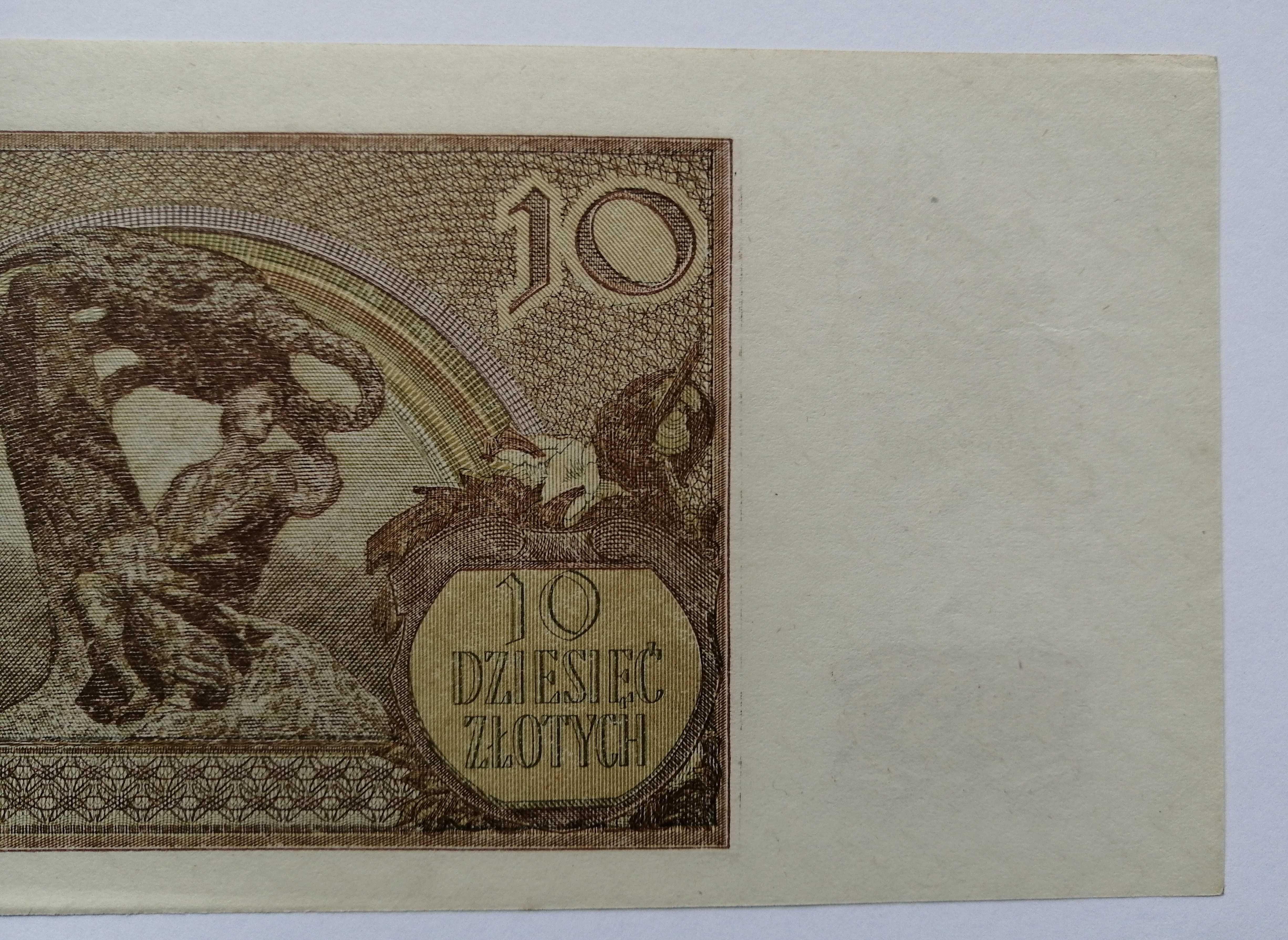 Banknot Polska - 10 złotych - 1940 rok.Ser. J ( z paczki bankowej )