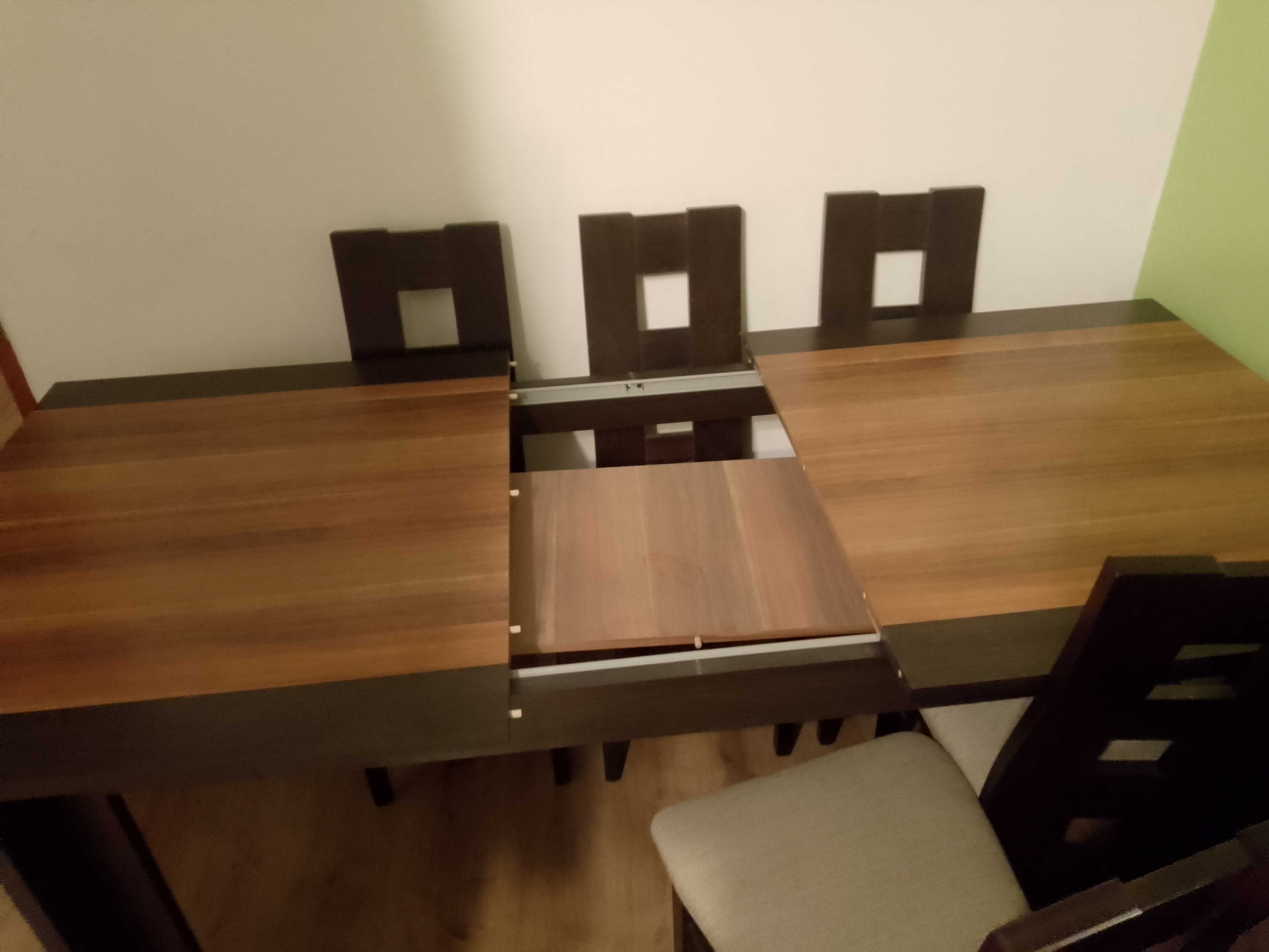 Stół rozkładany do jadalni, 6 krzeseł, komplet do salonu