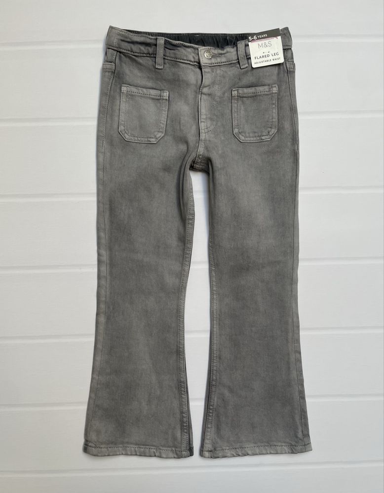 116 M&S Marks&Spencer spodnie jeansowe flare dzwony regulowane w pasie