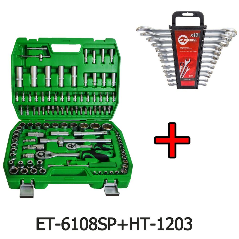 Набор инструментов 108 ед. ET-6108SP + набор ключей 12 ед. HT-1203