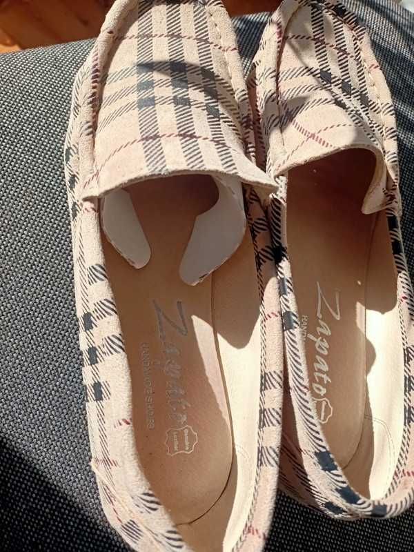Mokasyny zapato kratka skóra zamsz r. 37