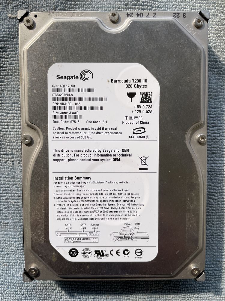 Disco Seagate Barracuda 7200rpm 320 Gb
